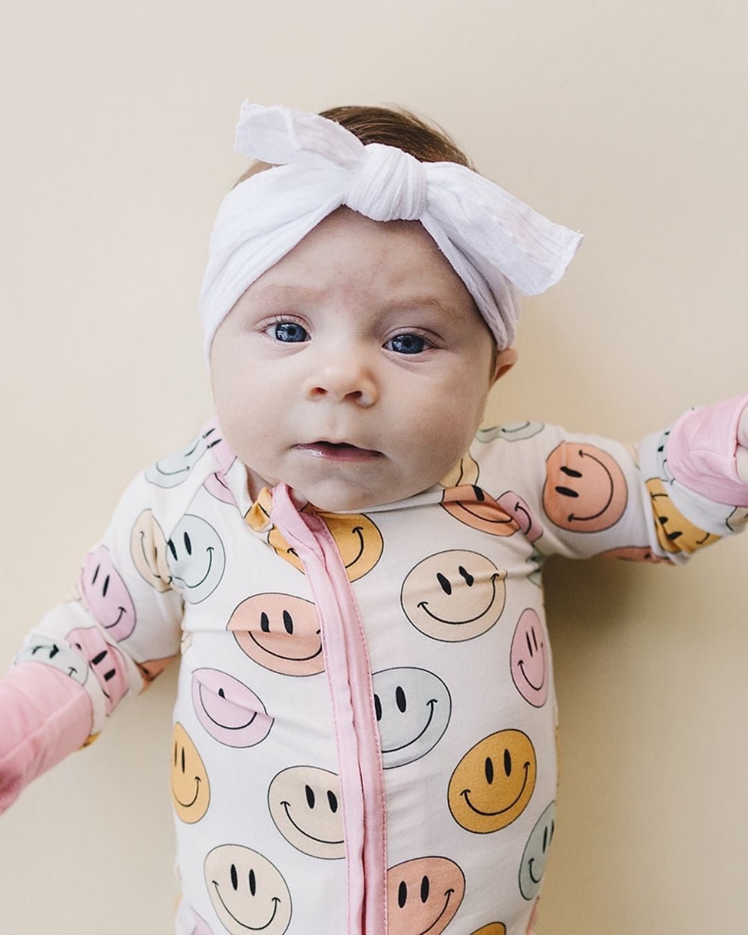 Pink Smiley Bamboo Zip Romper