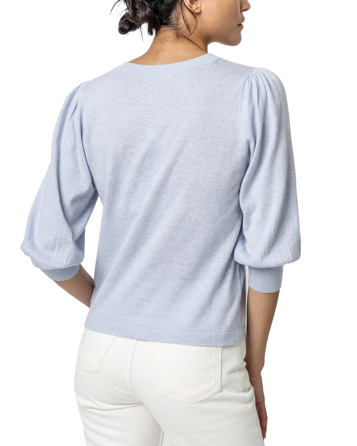 Puff Sleeve V-Neck Sweater - Hydrangea | Shop Now