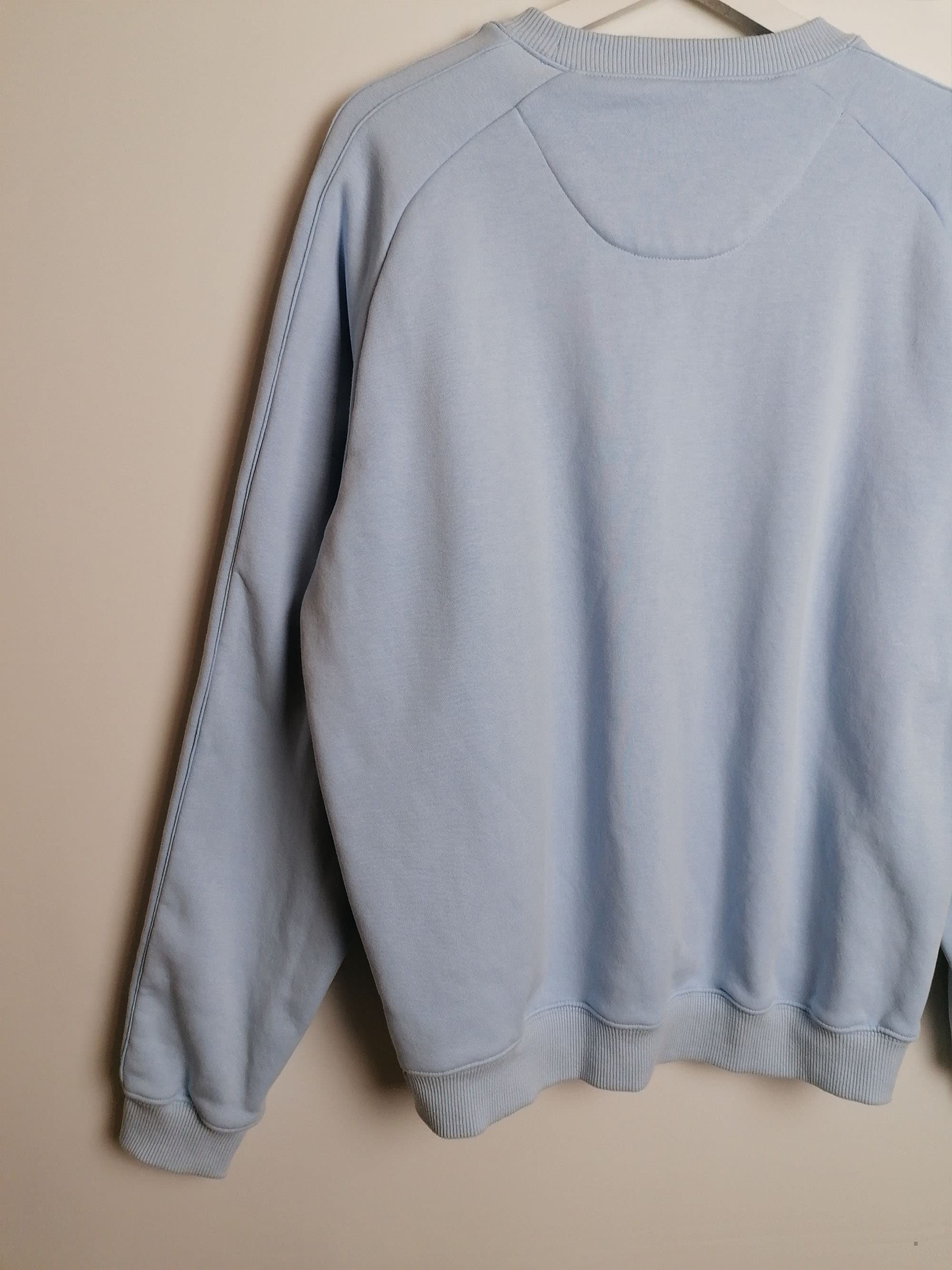 Rare Y2K Nike Baby Blue Sweatshirt with Crew Center Swoosh - Small to Medium Size, GB 39 - 41, Height 178 cm