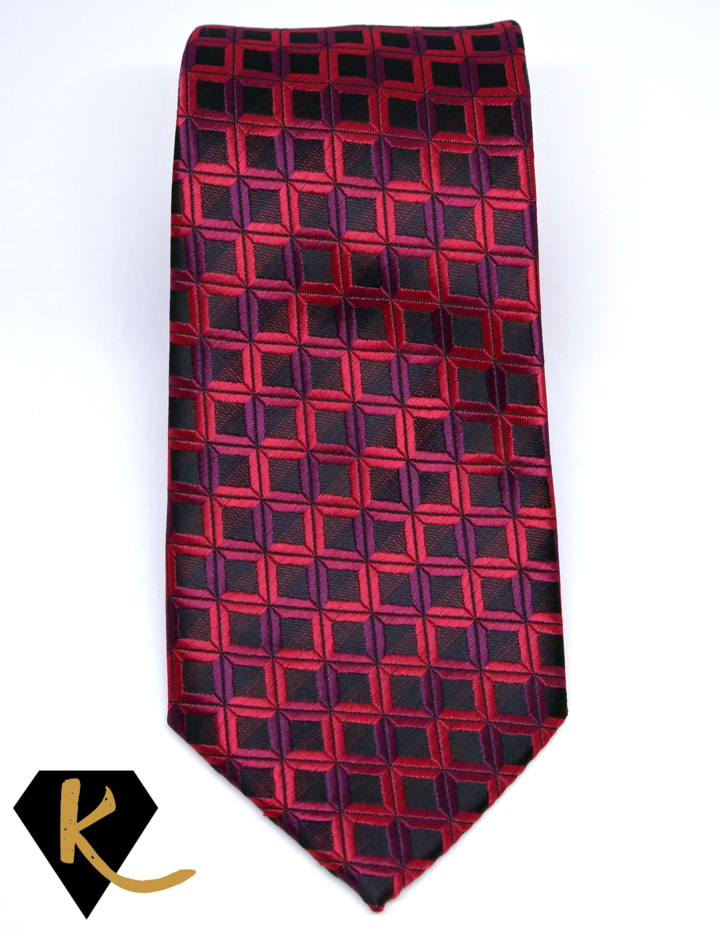 Red and Black Geometric Necktie for Men