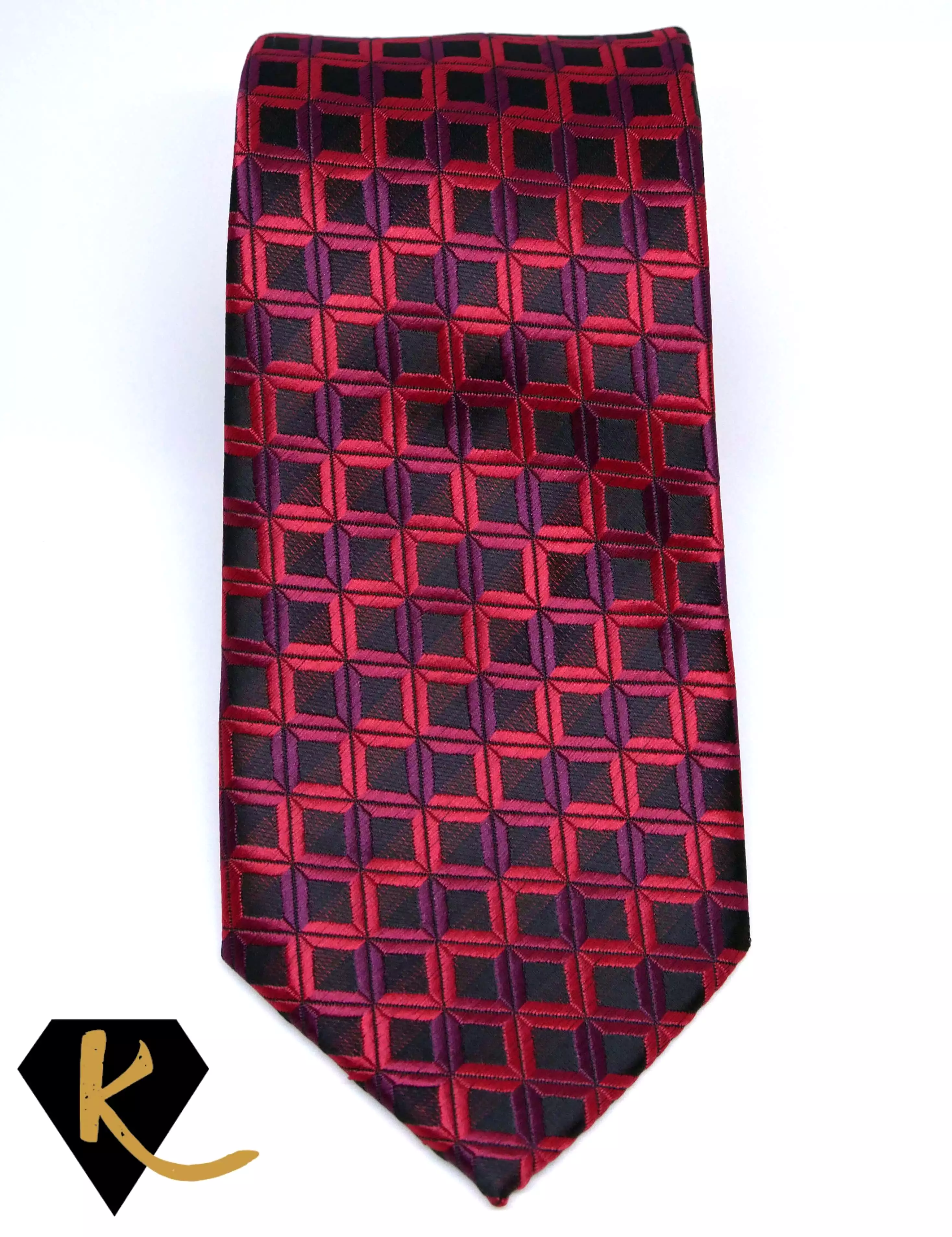 Red and Black Geometric Neckties for Men