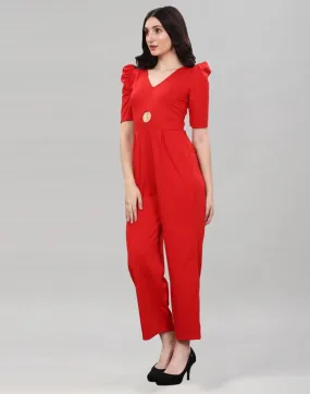 Red Lycra Jumpsuits in the Color Red