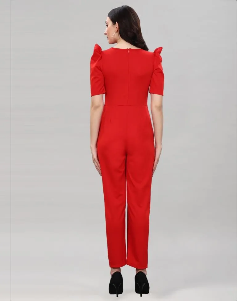 Red Lycra Jumpsuits in the Color Red