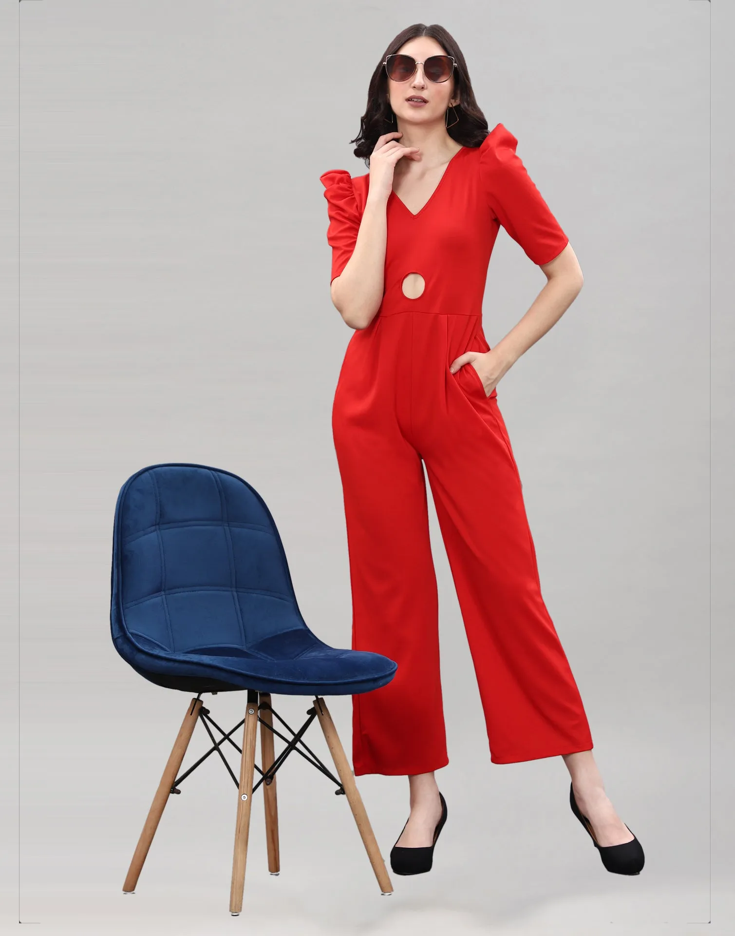 Red Lycra Jumpsuits in the Color Red