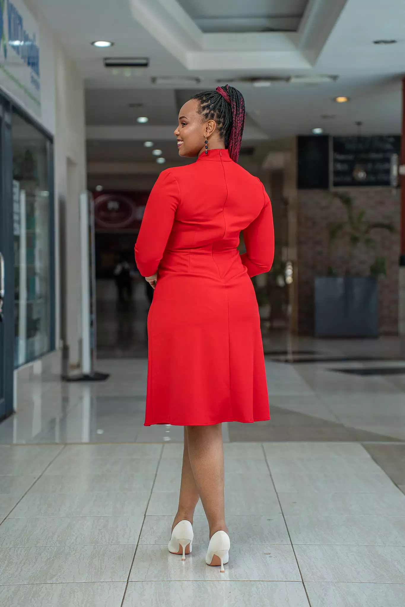 Red necktie dress with an A-line silhouette