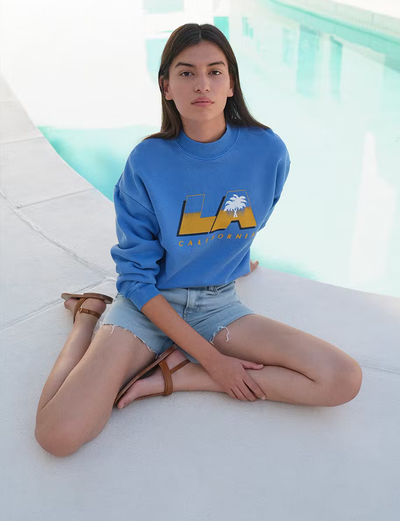 Retro Los Angeles Sweatshirt, Vibrant Blue