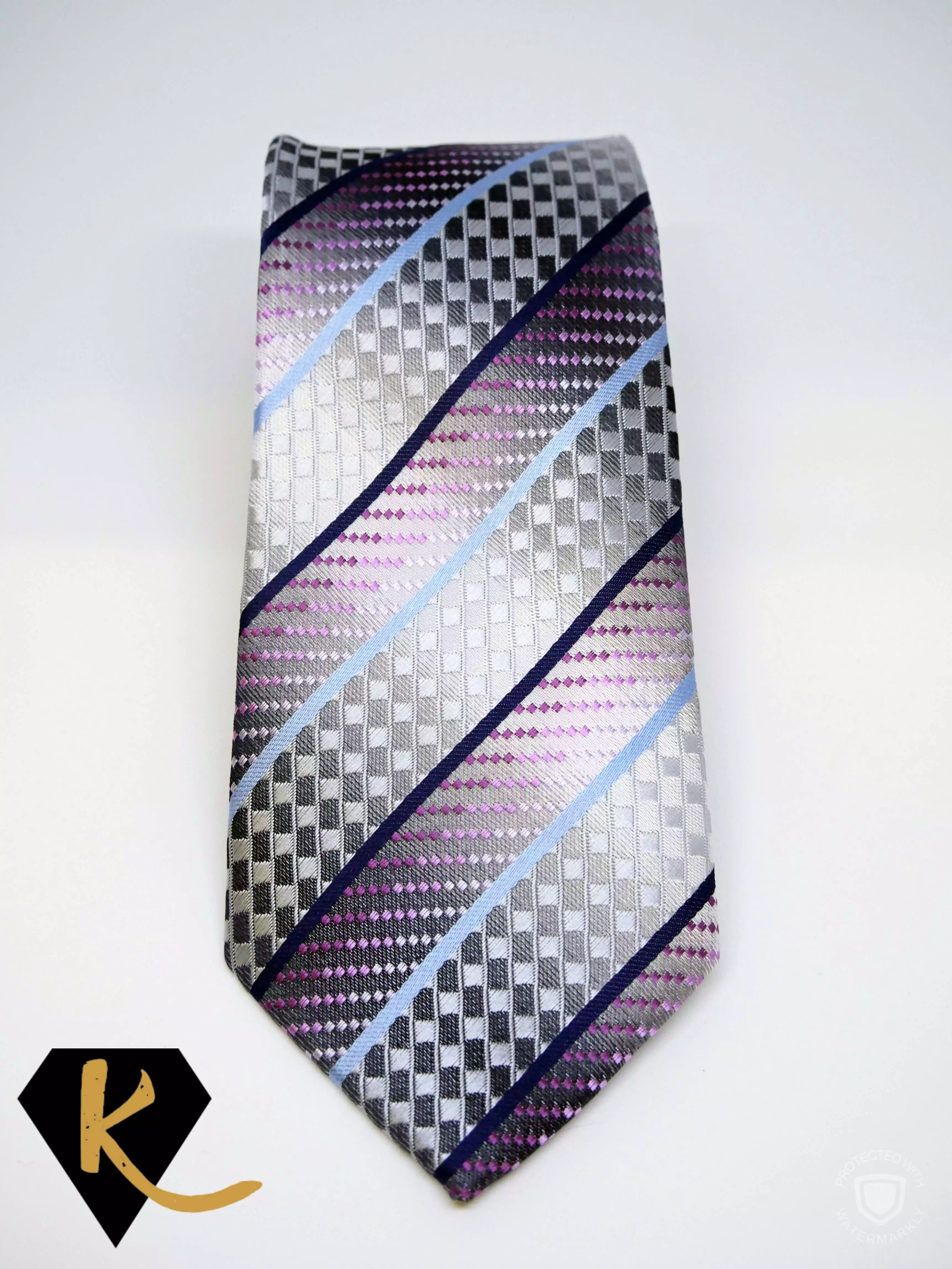 Silver Striped Necktie for Men