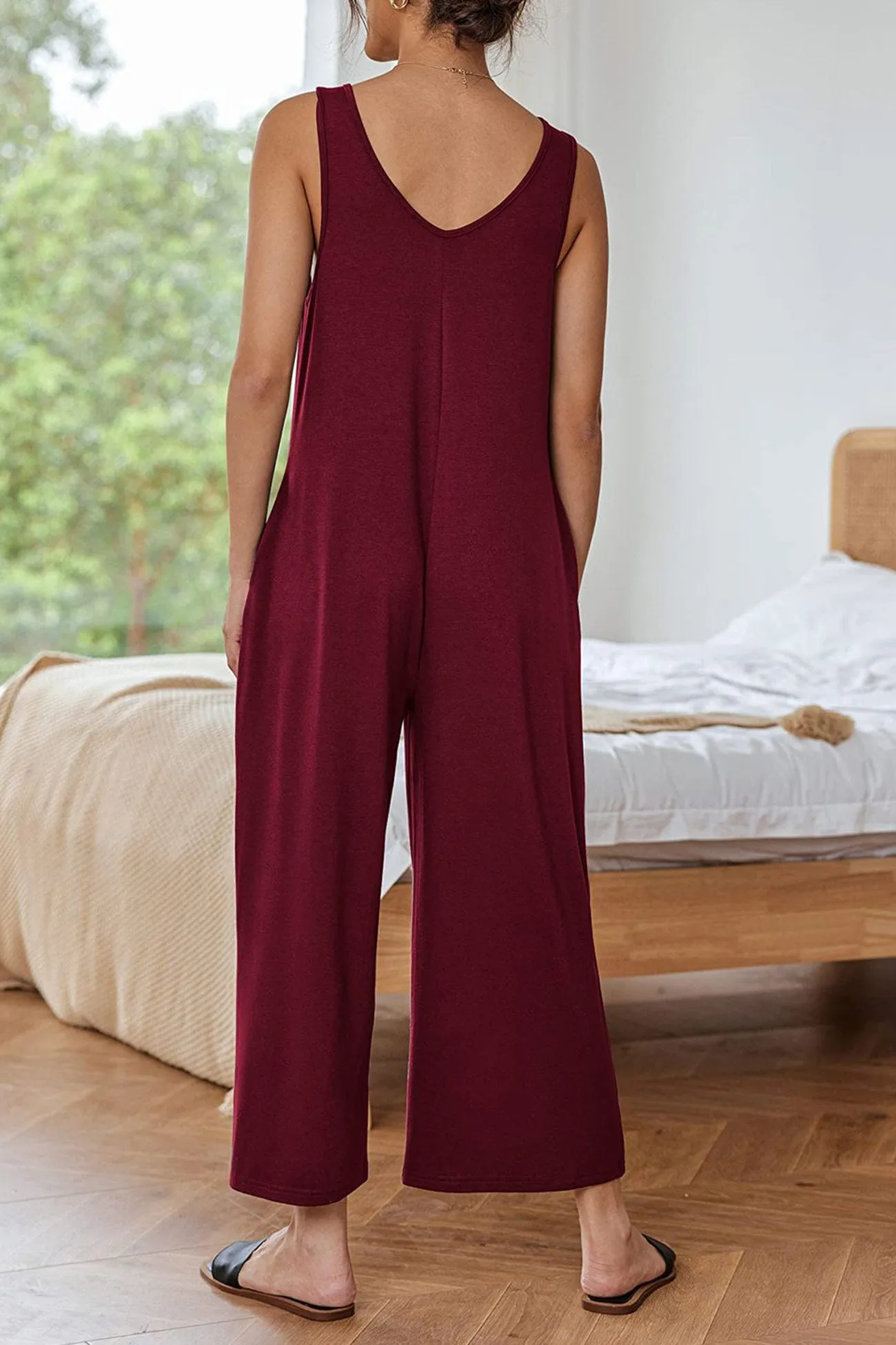 Pocketed Wide Leg Jumpsuits