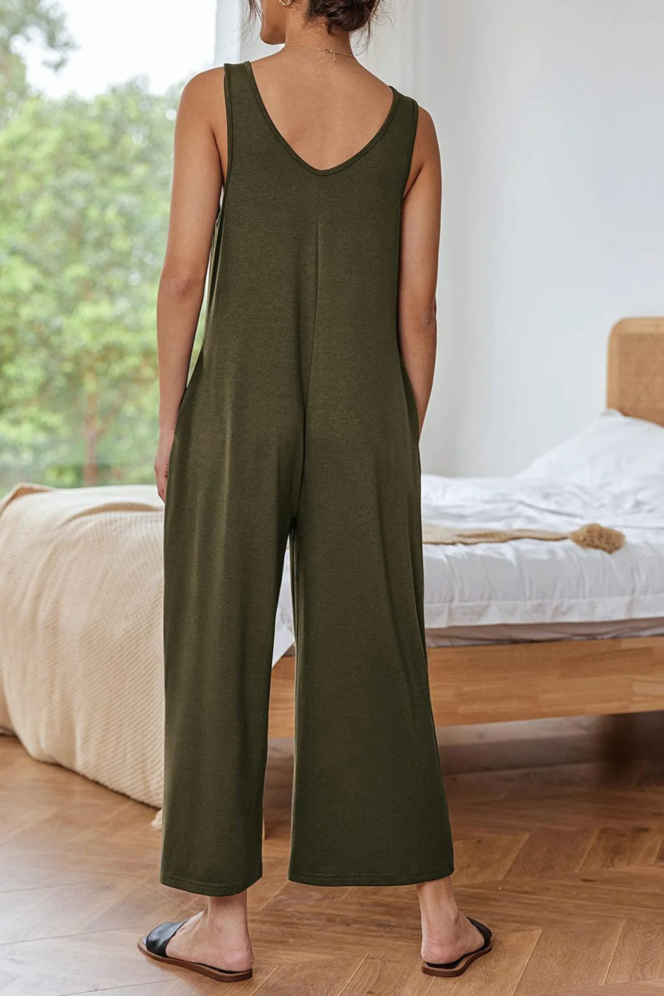 Pocketed Wide Leg Jumpsuits