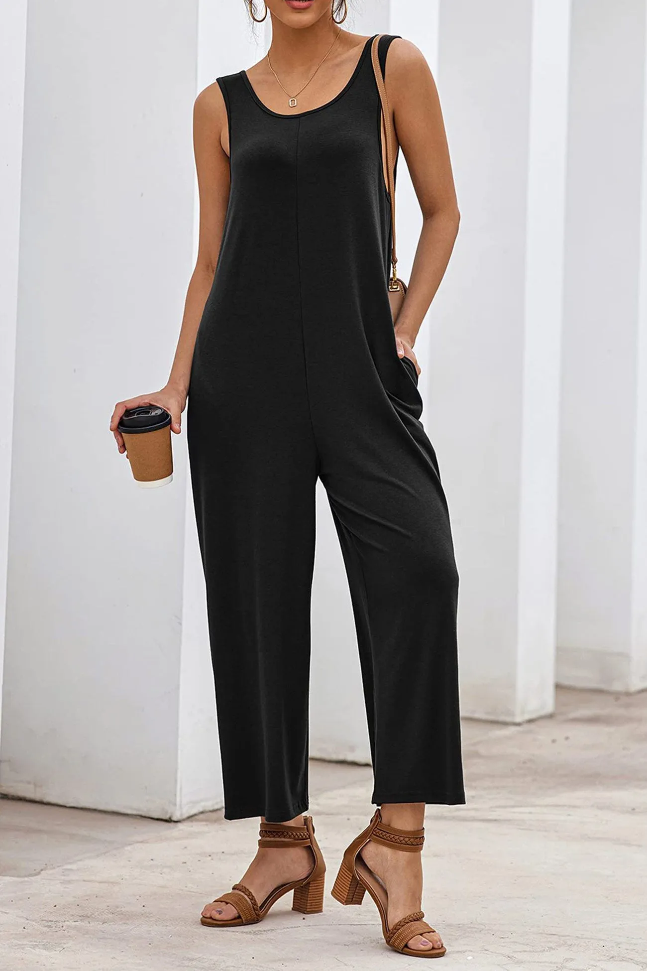 Pocketed Wide Leg Jumpsuits