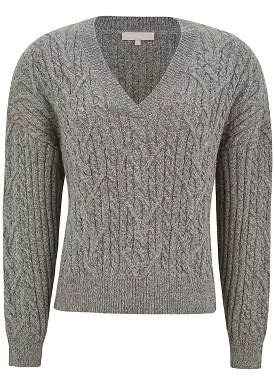 Soft Rebels Vera V-neck Sweater in Sandshell Melange