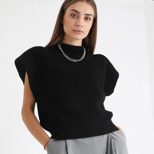 Solid Color Spandex Turtleneck Sleeveless Sweater | British Style | Regular Sleeve | Patchwork