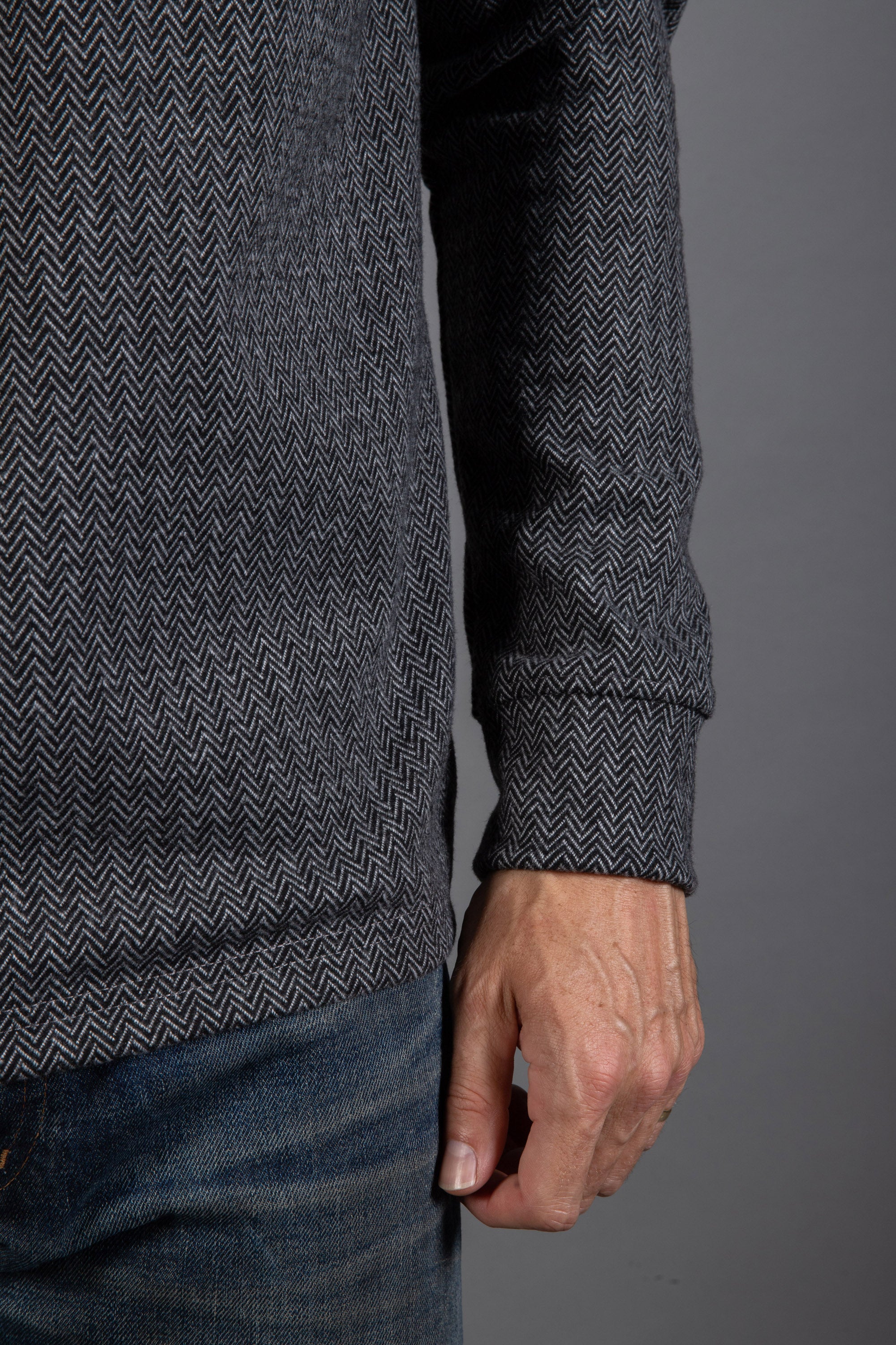 Spencer V-Neck Sweater, Herringbone Pattern