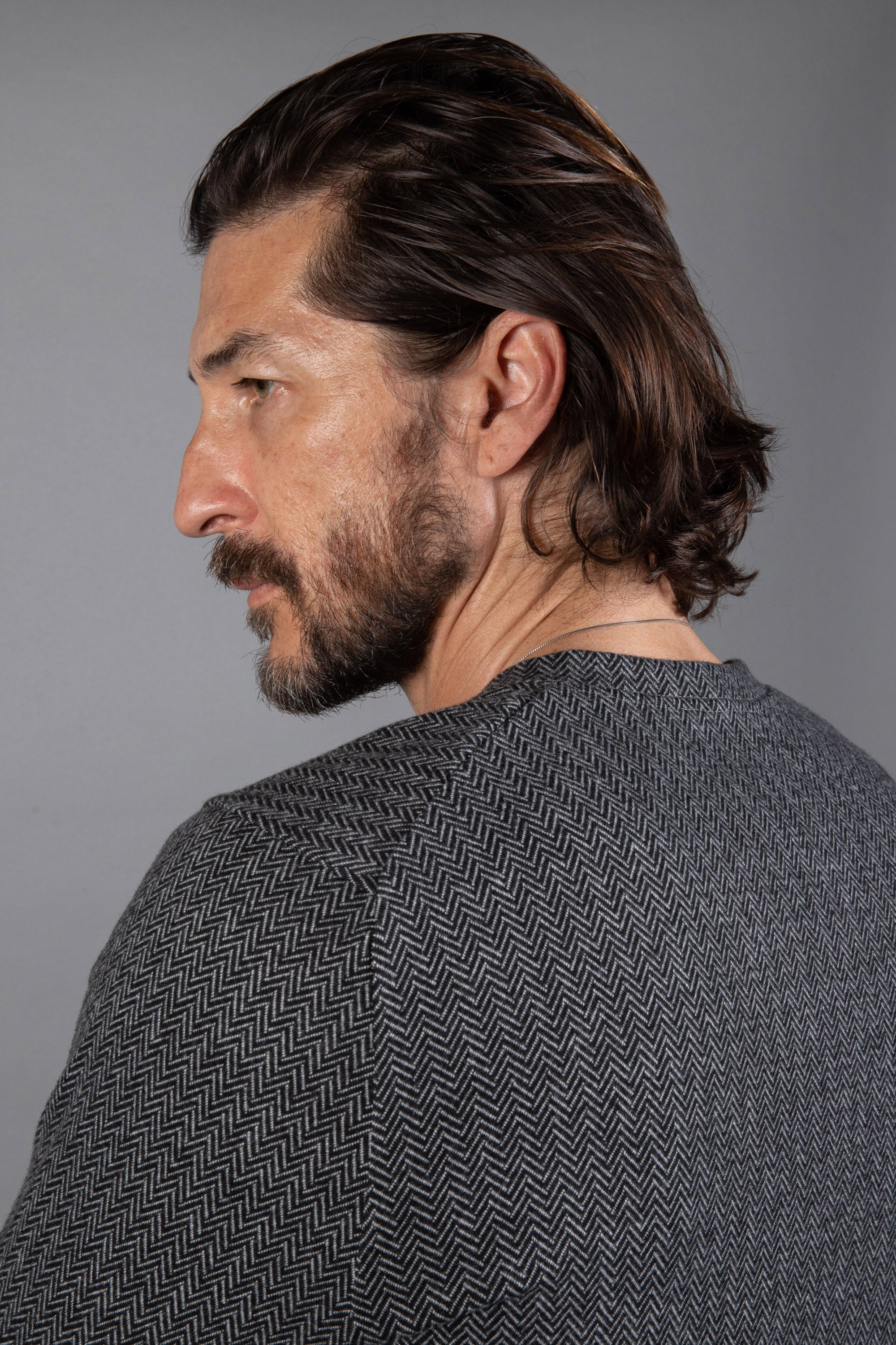 Spencer V-Neck Sweater, Herringbone Pattern