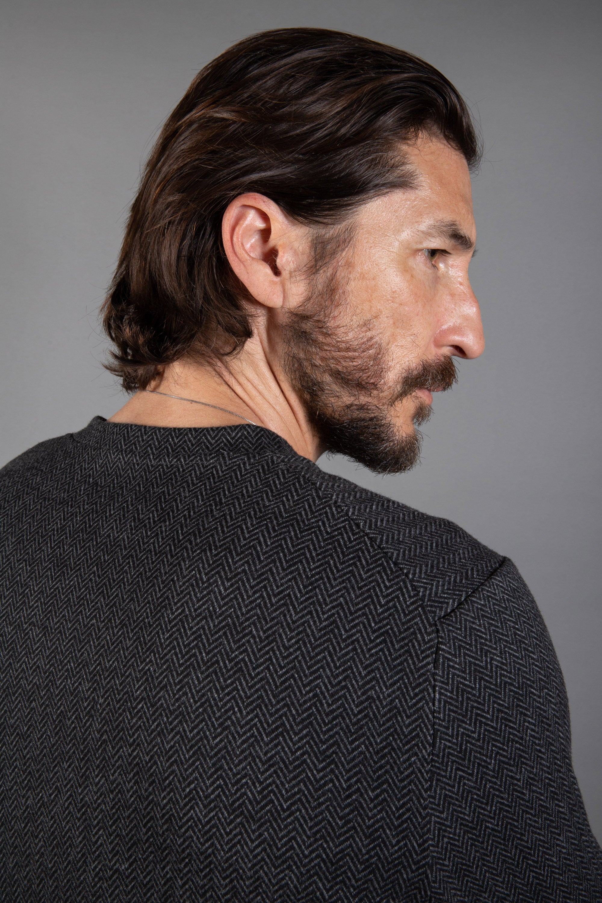 Spencer V-Neck Sweater, Herringbone Pattern