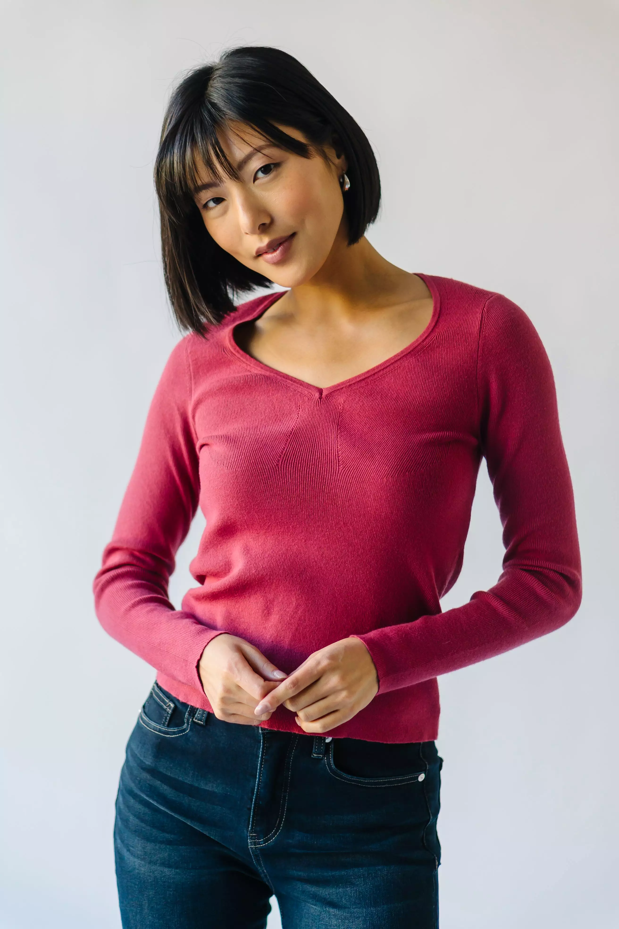 Stallings V-Neck Sweater Top Poppy Red