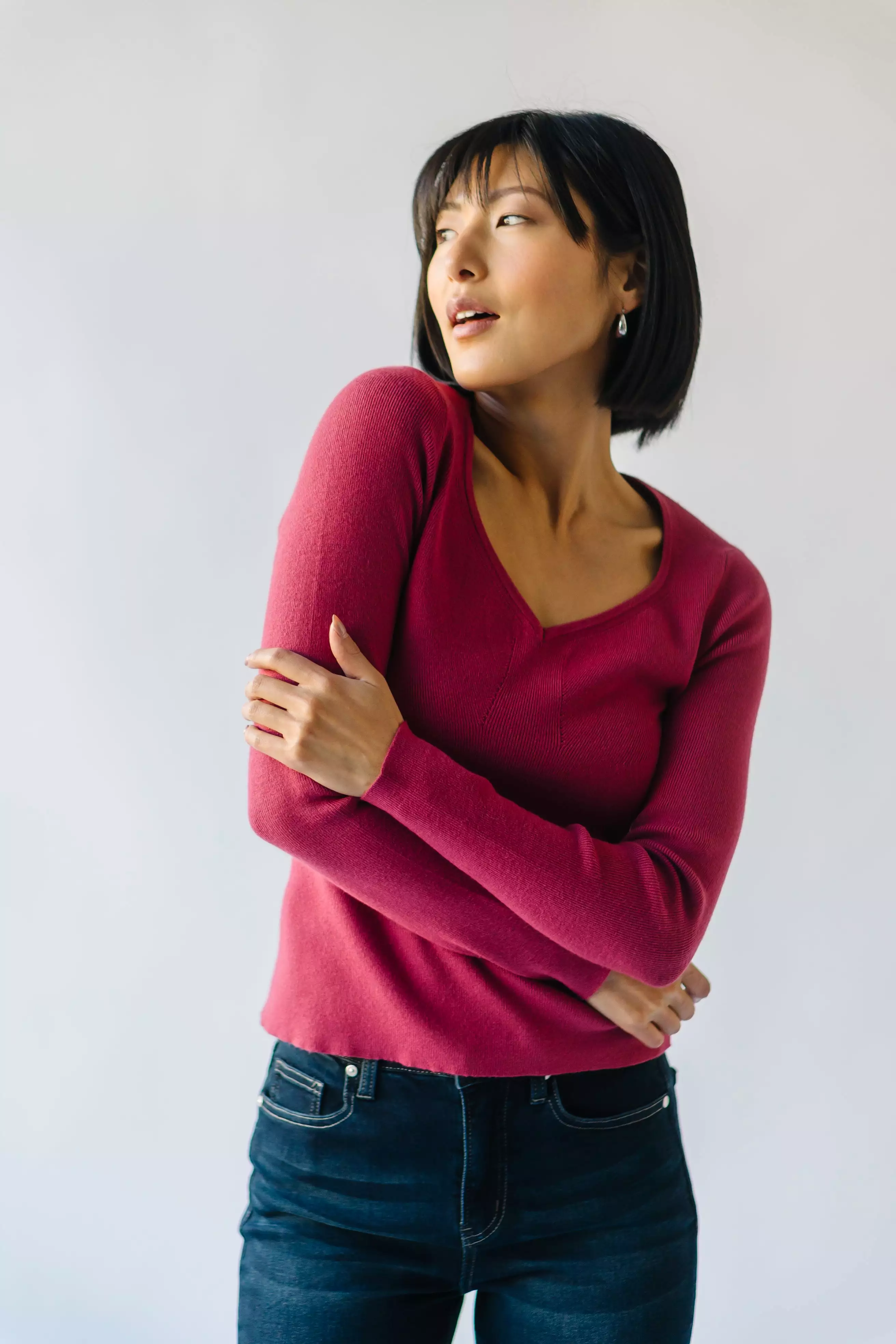 Stallings V-Neck Sweater Top Poppy Red