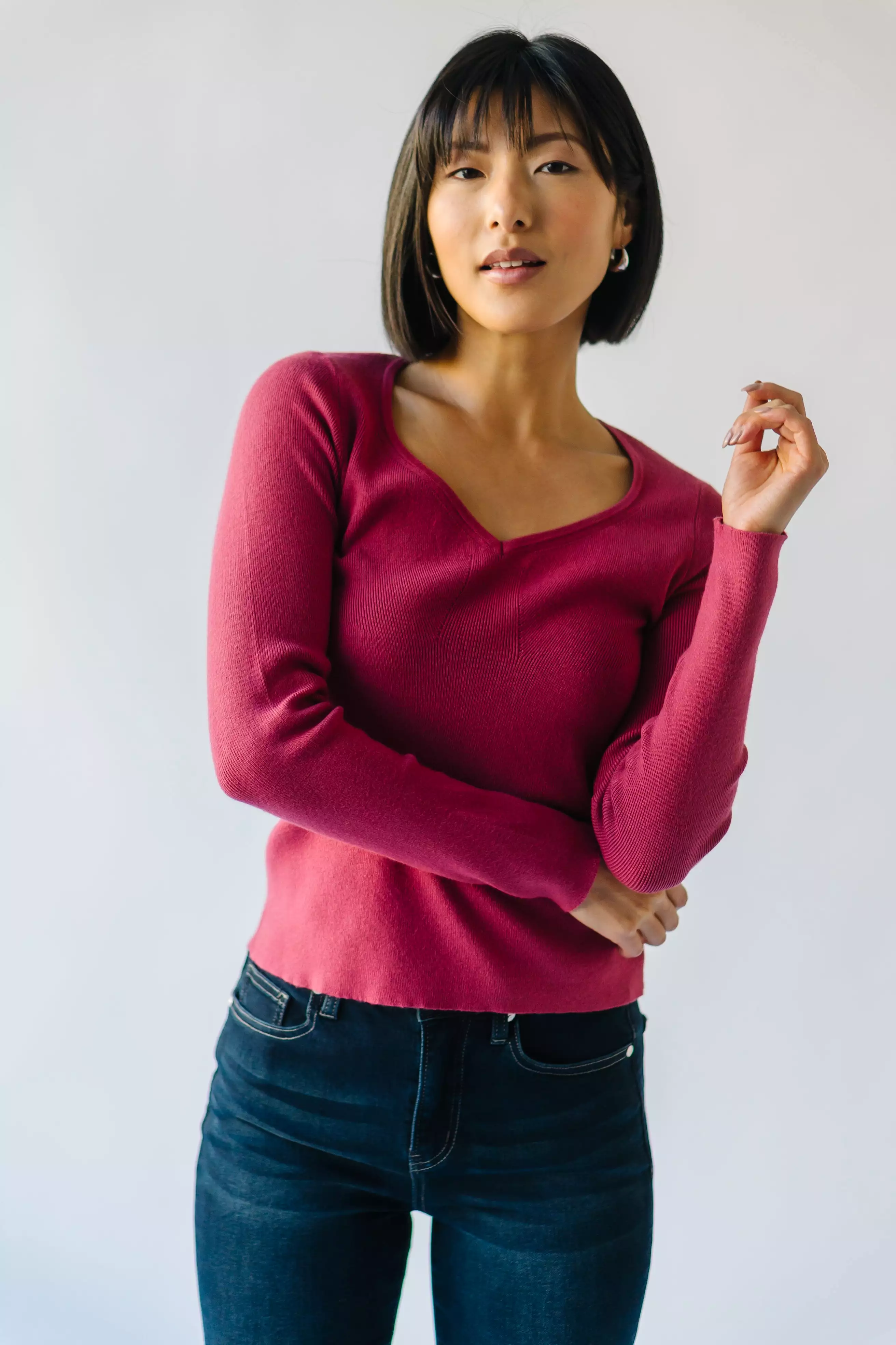 Stallings V-Neck Sweater Top Poppy Red