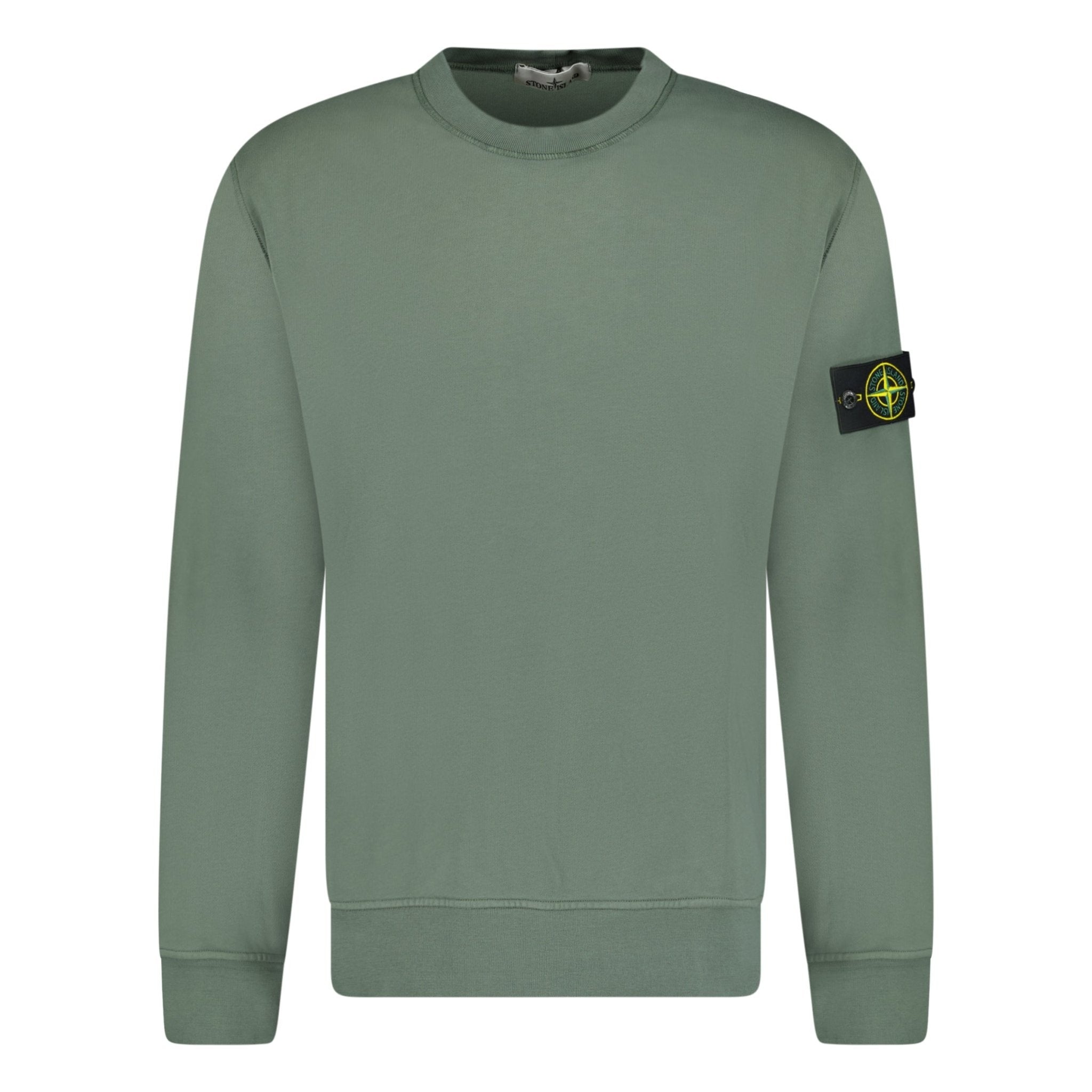 Stone Island crew neck sweatshirt, khaki green, basic badge