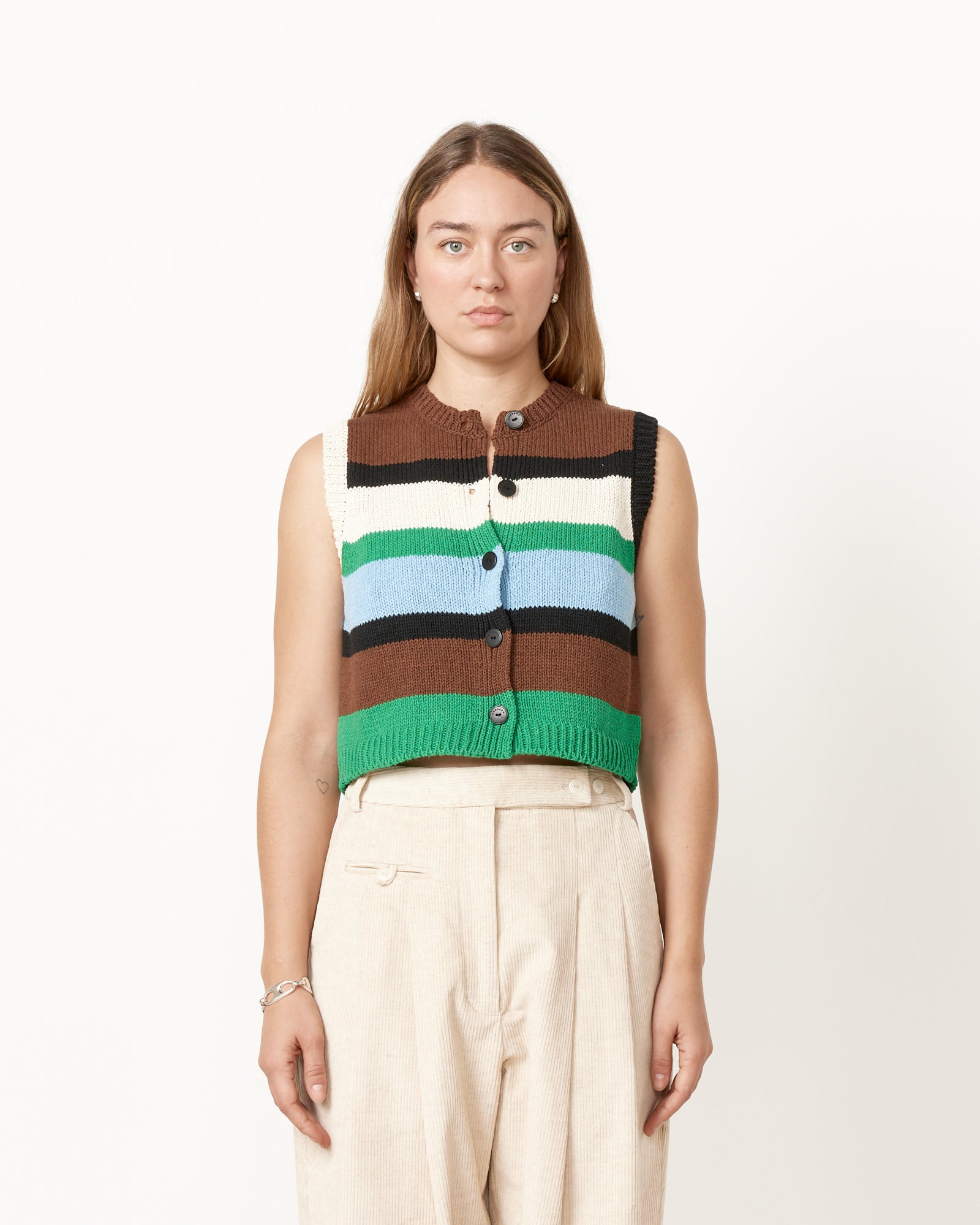 Striped Cotton Waistcoat