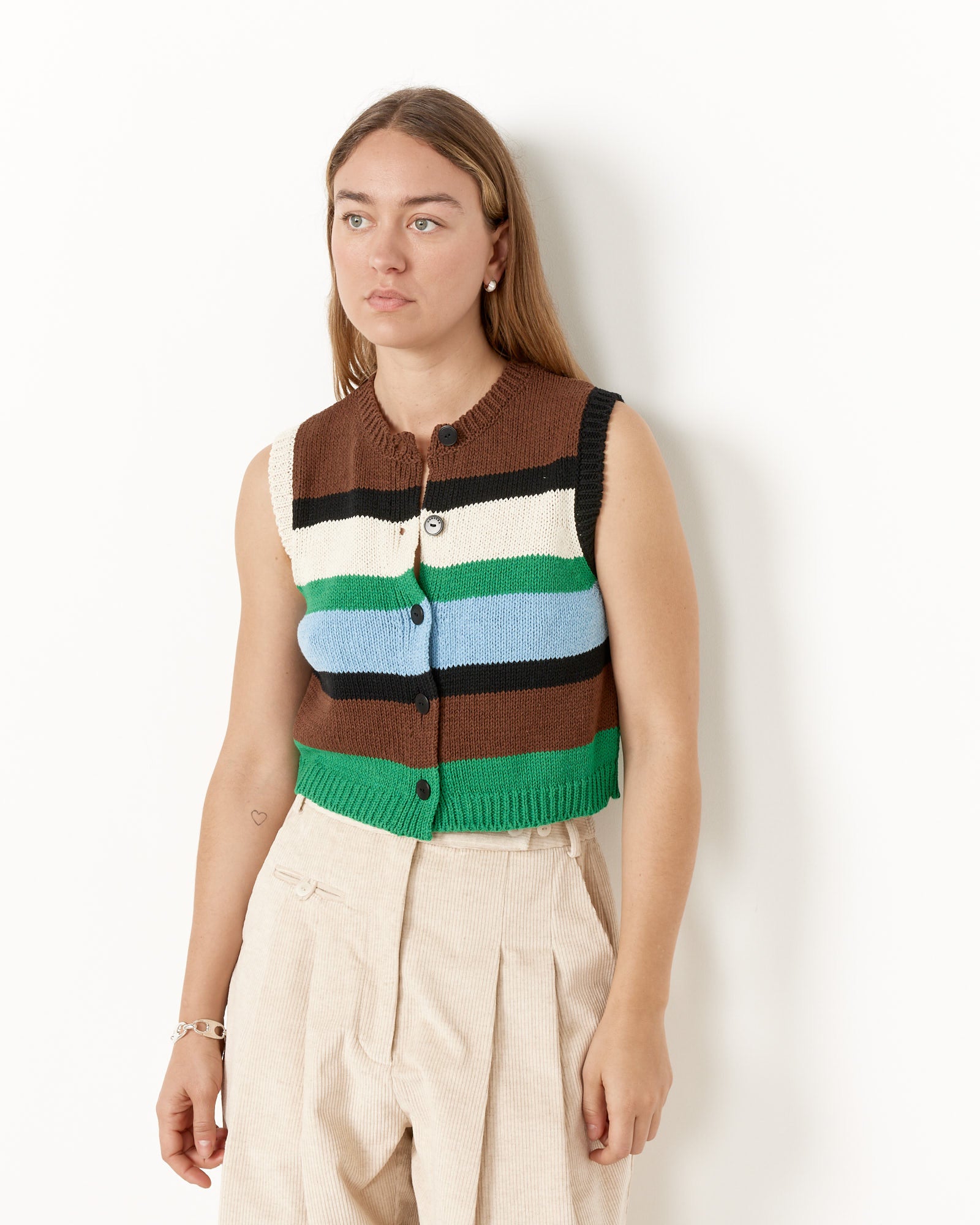 Striped Cotton Waistcoat