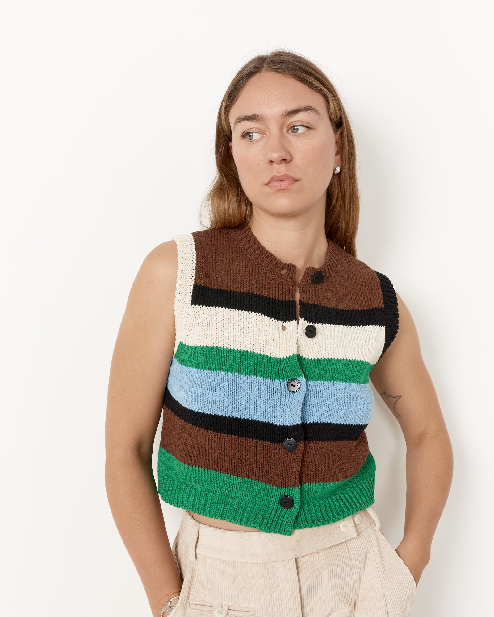 Striped Cotton Waistcoat