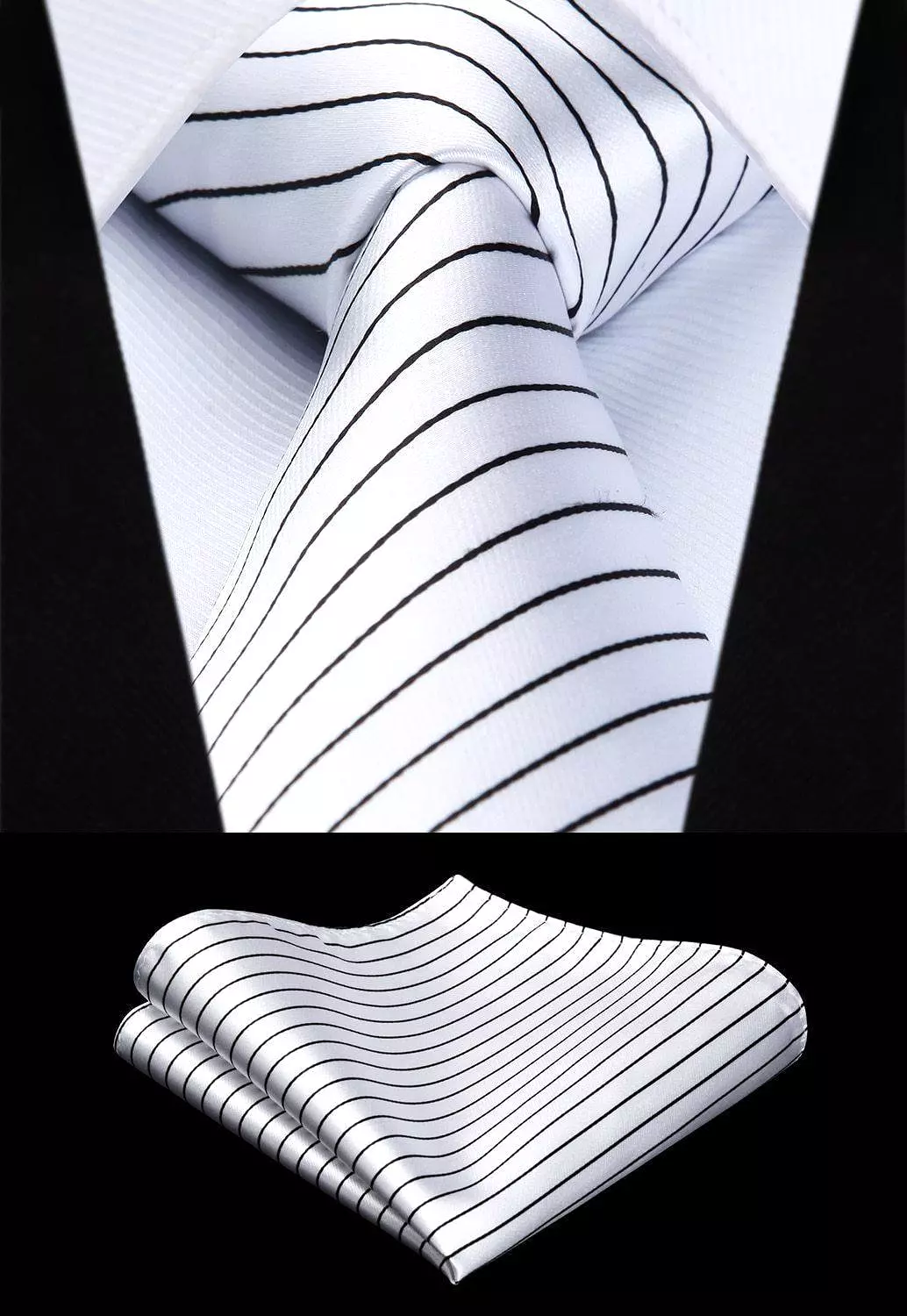 Striped Tie and Handkerchief Set