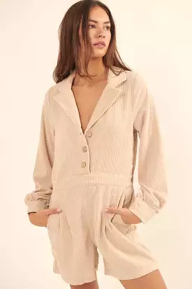 Stylish Corduroy Romper - Trendy Woven Jumpsuit for Any Occasion