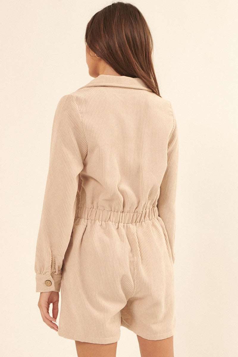 Stylish Corduroy Romper - Trendy Woven Jumpsuit for Any Occasion