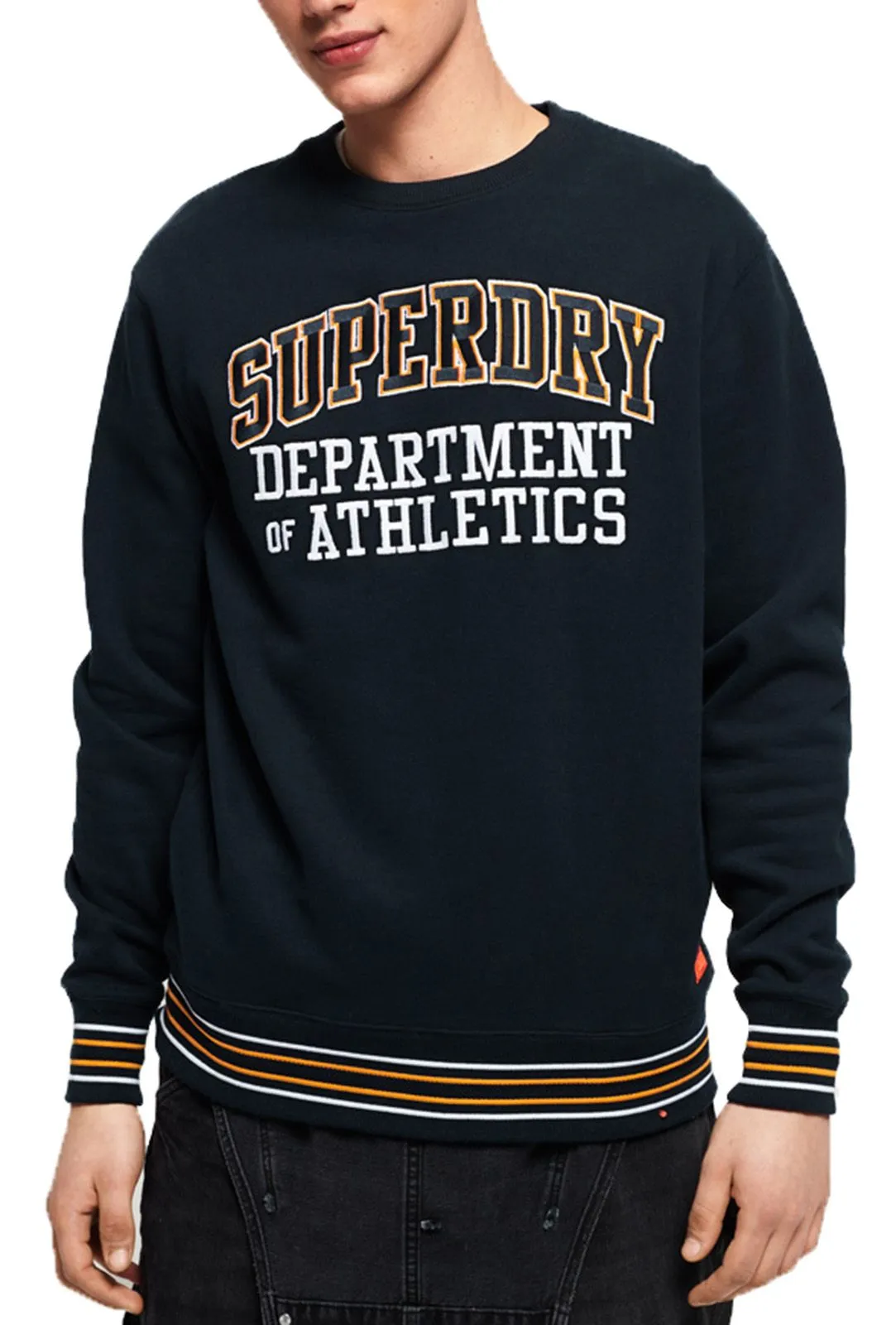 Superdry College Boxy Fit Crew Neck Sweatshirt in Navy