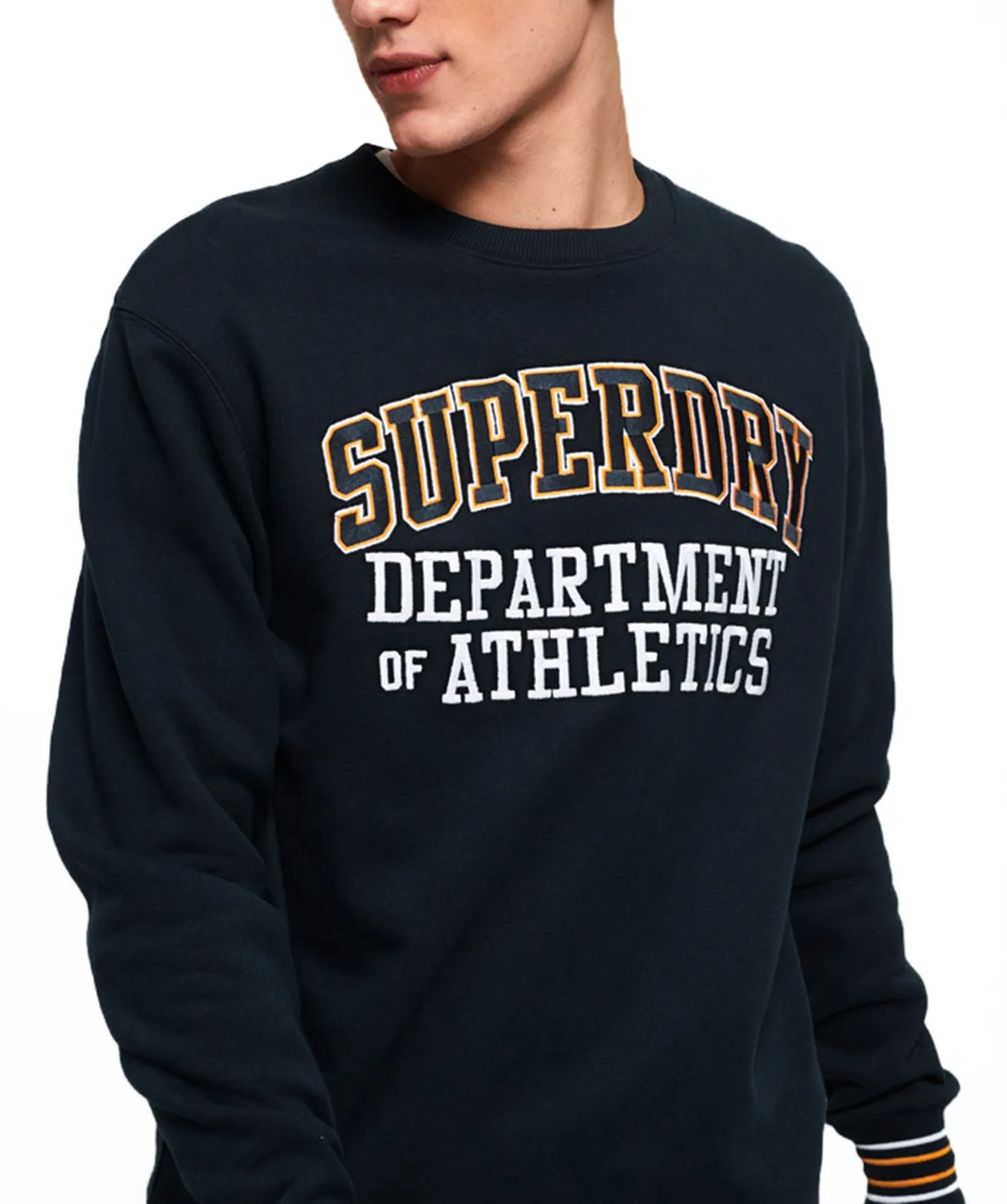 Superdry College Boxy Fit Crew Neck Sweatshirt in Navy