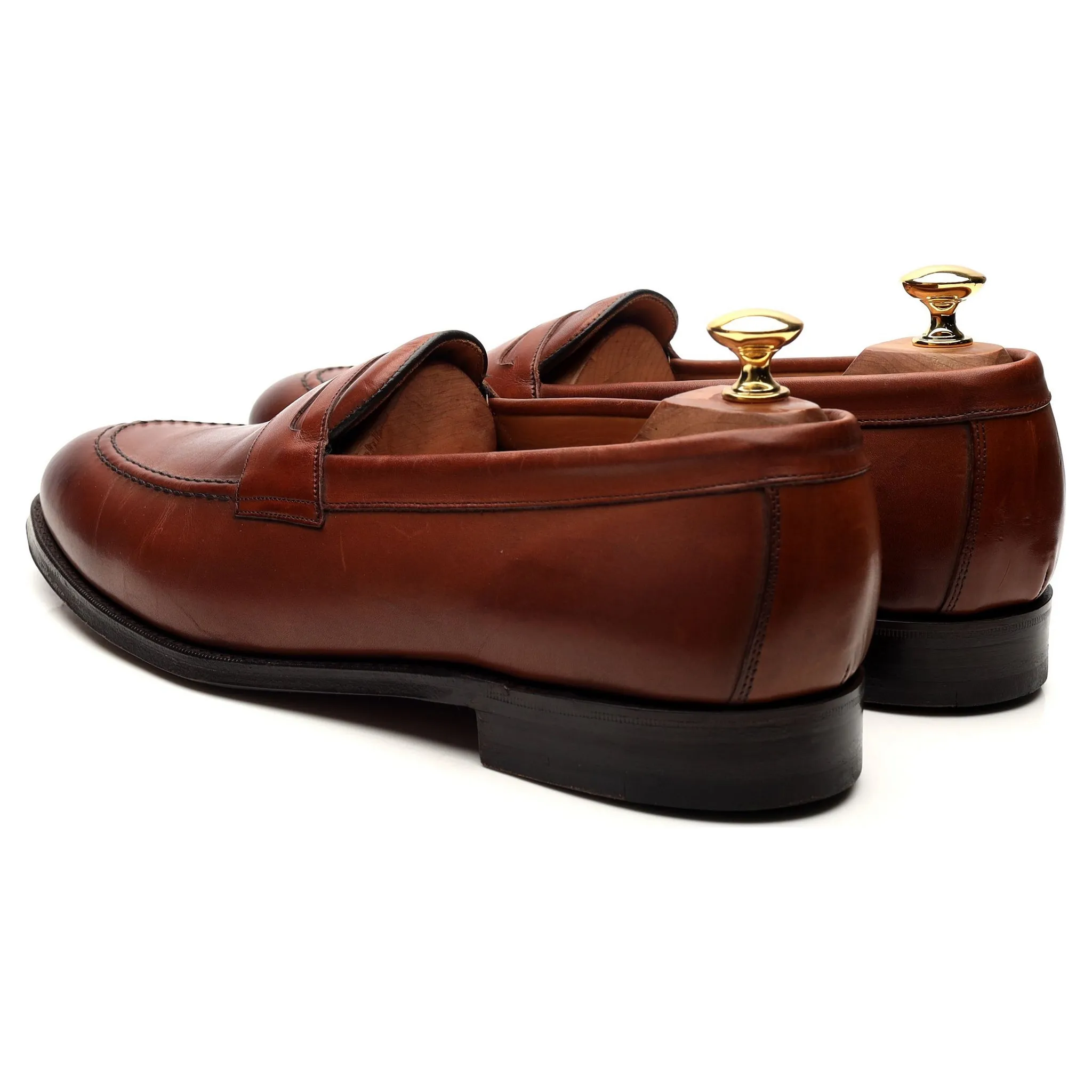 Tan Brown Leather Loafers UK 9.5 E New Lingwood