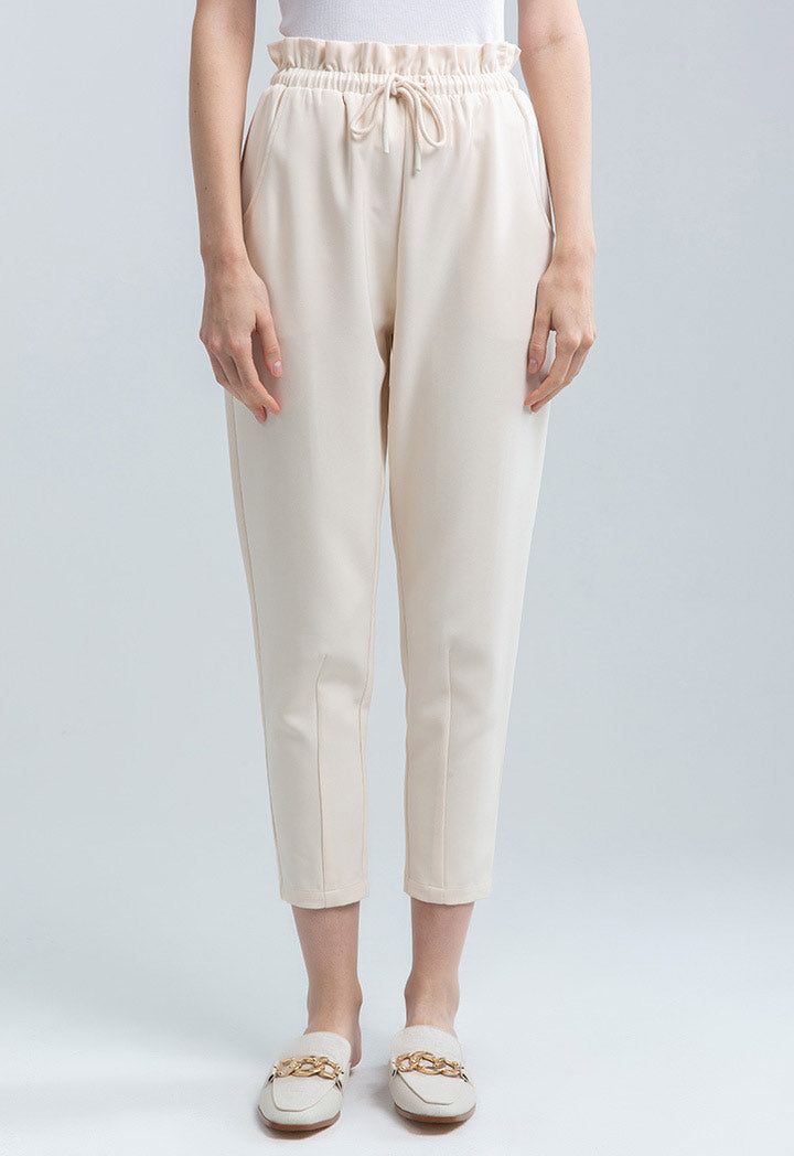 Tapered Trouser with Ruffled Waistband