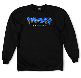 Thrasher Sweatshirt with Jagged Logo, Black