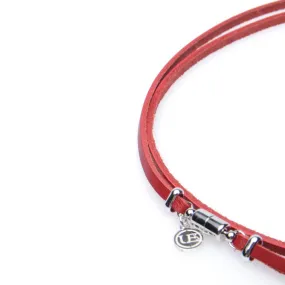 Uniform Experiment Red Leather Code Bracelet