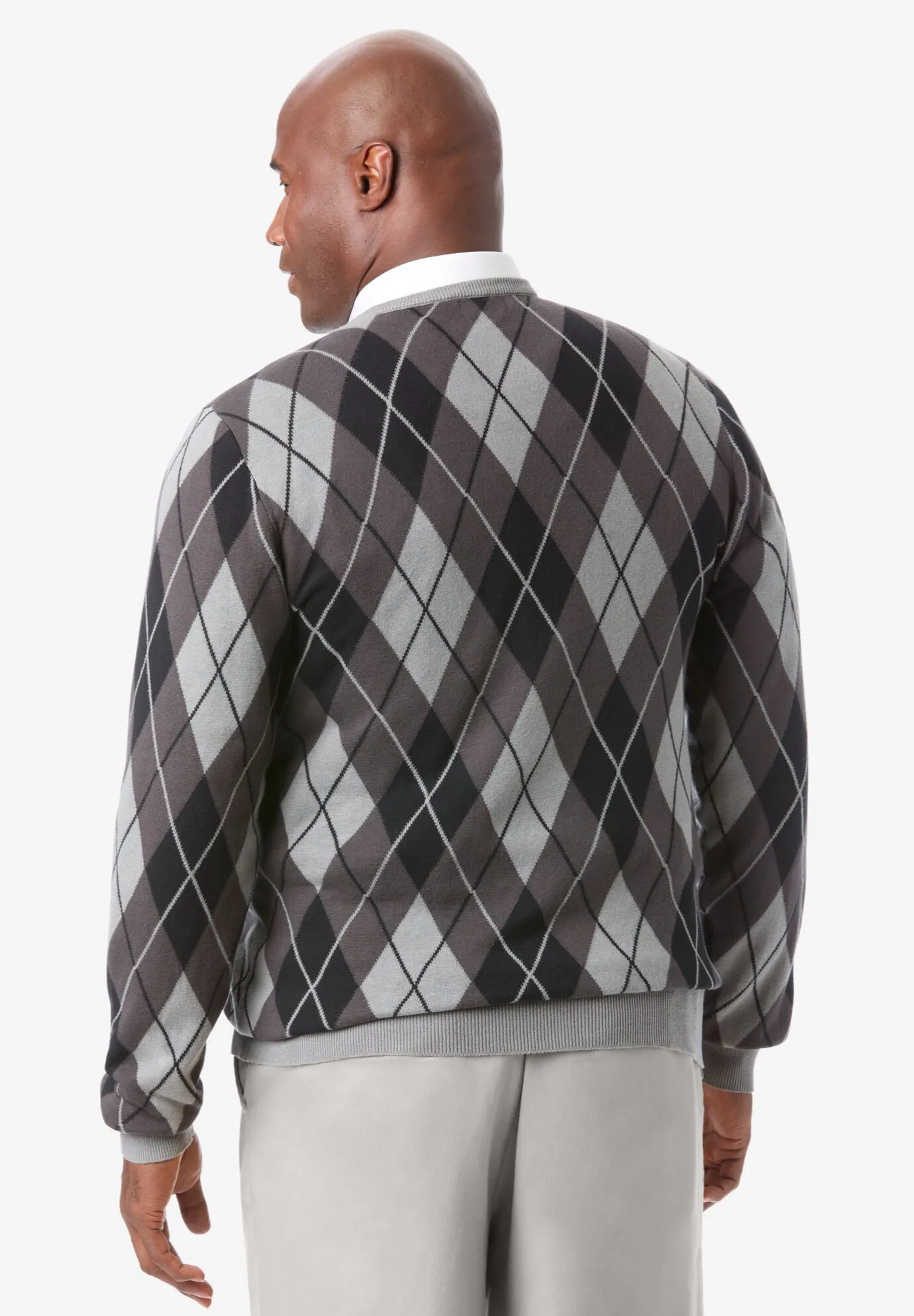 Argyle Pattern V-Neck Jumper