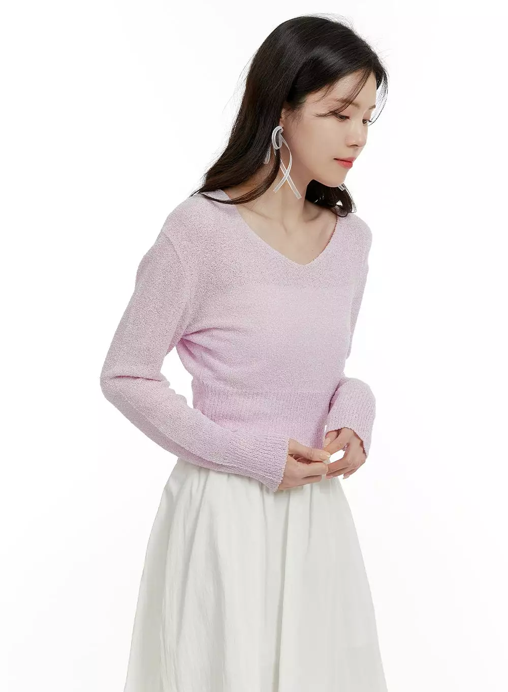 V-neck Sheer Crop Sweater OA405 could be rewritten as Sheer Crop V-neck Sweater OA405 for better Google SEO visibility.