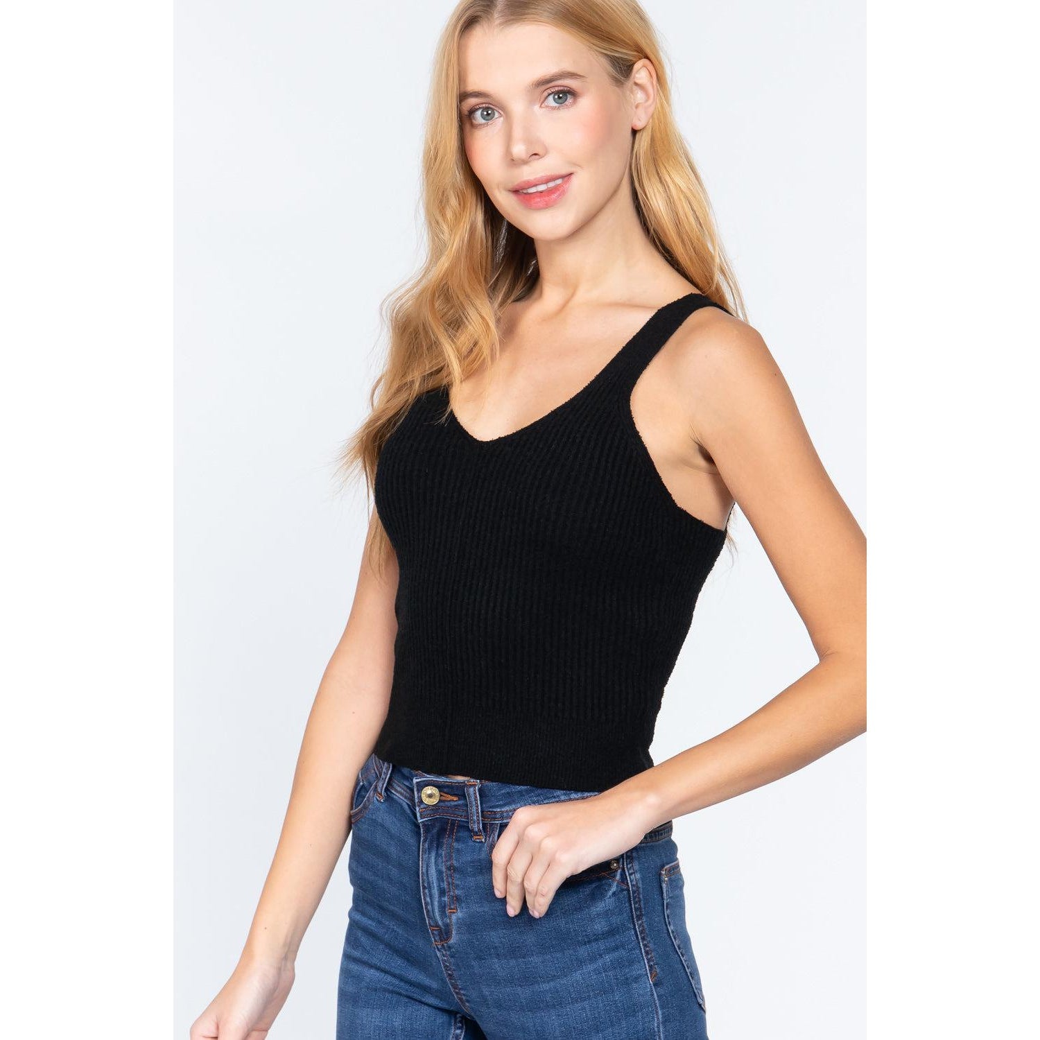 V-neck Sleeveless Sweater Top