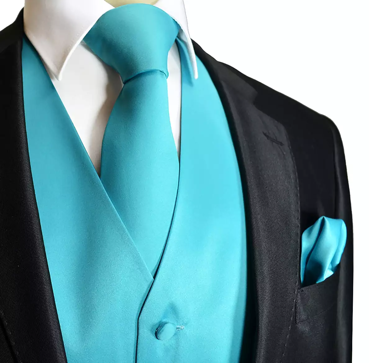 Vest and Necktie Set - Vibrant Solid Color, 2-Piece Collection