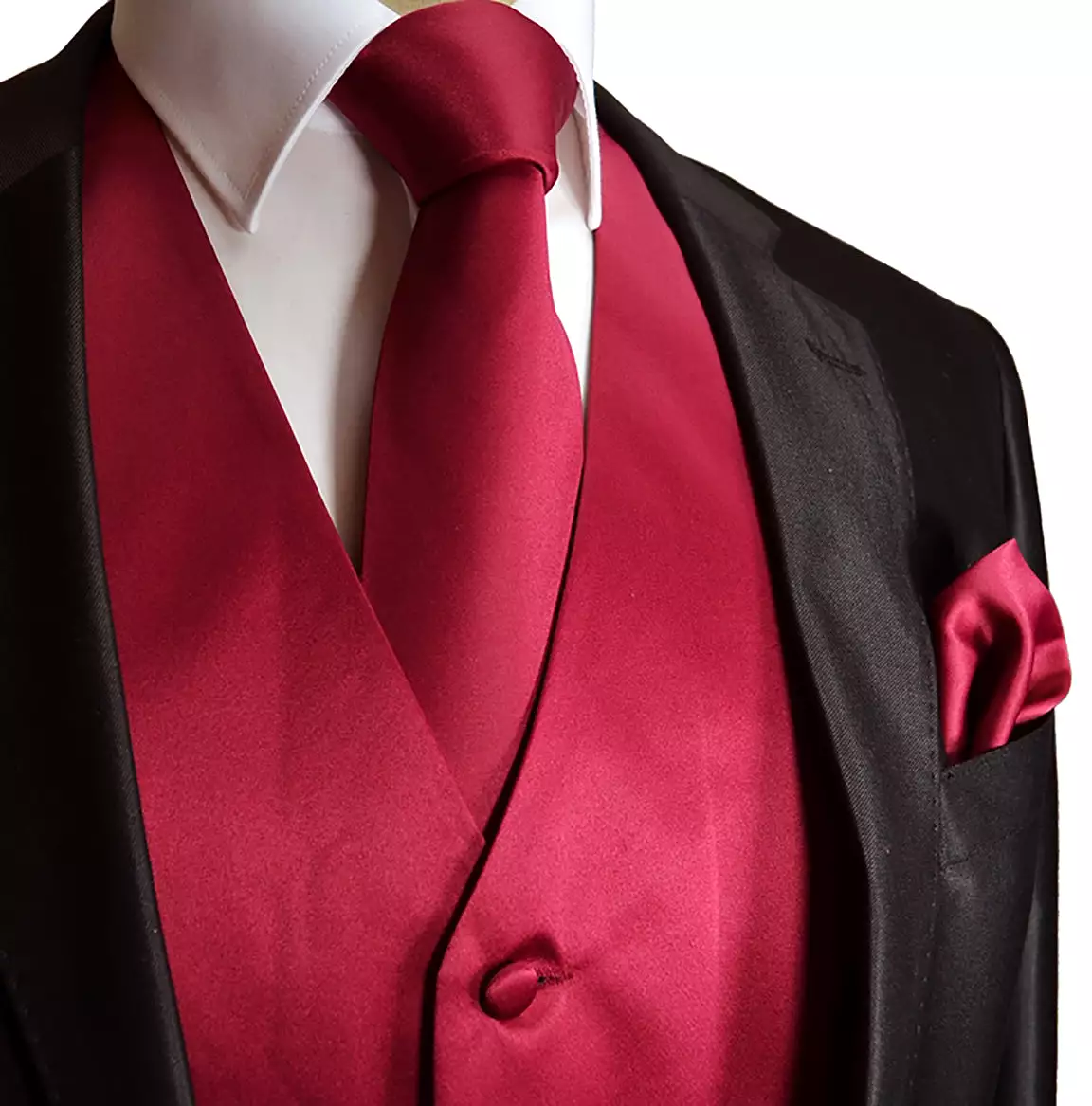 Vest and Necktie Set - Vibrant Solid Color, 2-Piece Collection