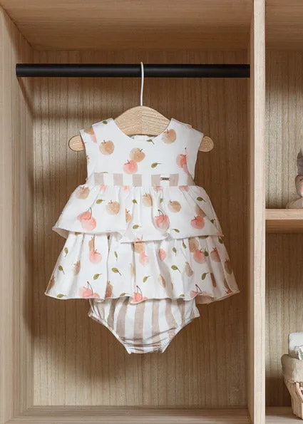 Mayoral Baby Girl Fruit Print Dress with Matching Bloomers