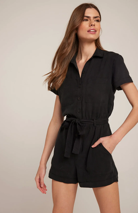 Vintage Black Rolled Hem Romper