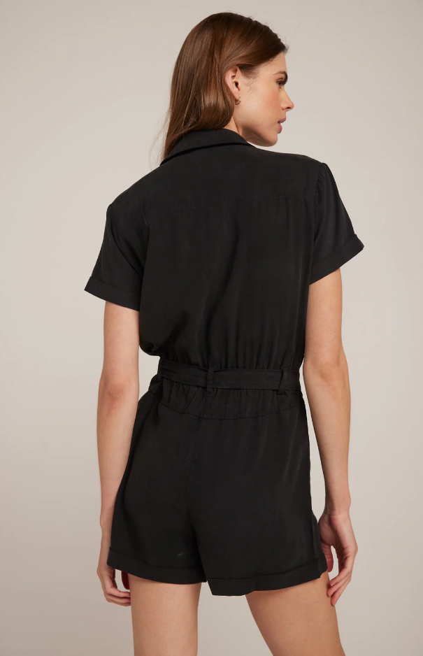 Vintage Black Rolled Hem Romper