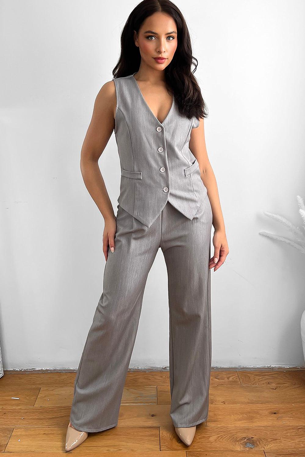 Waistcoat and high waist trousers suit set - Google SEO: Waistcoat trousers suit set.