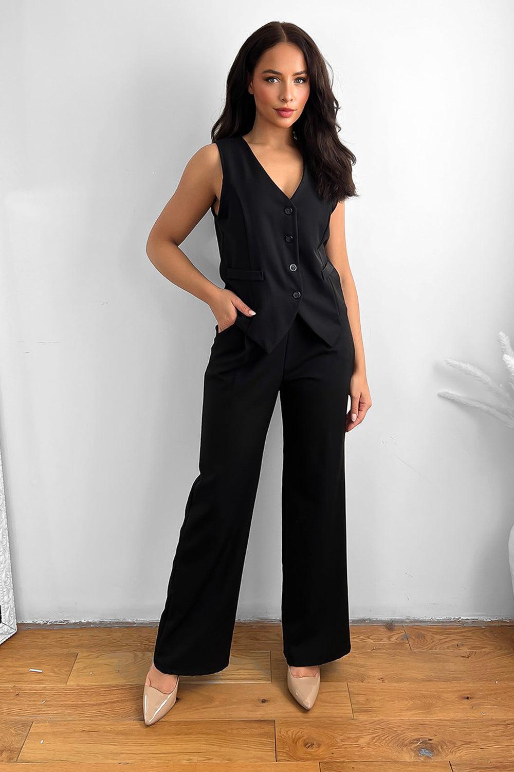 Waistcoat and high waist trousers suit set - Google SEO: Waistcoat trousers suit set.