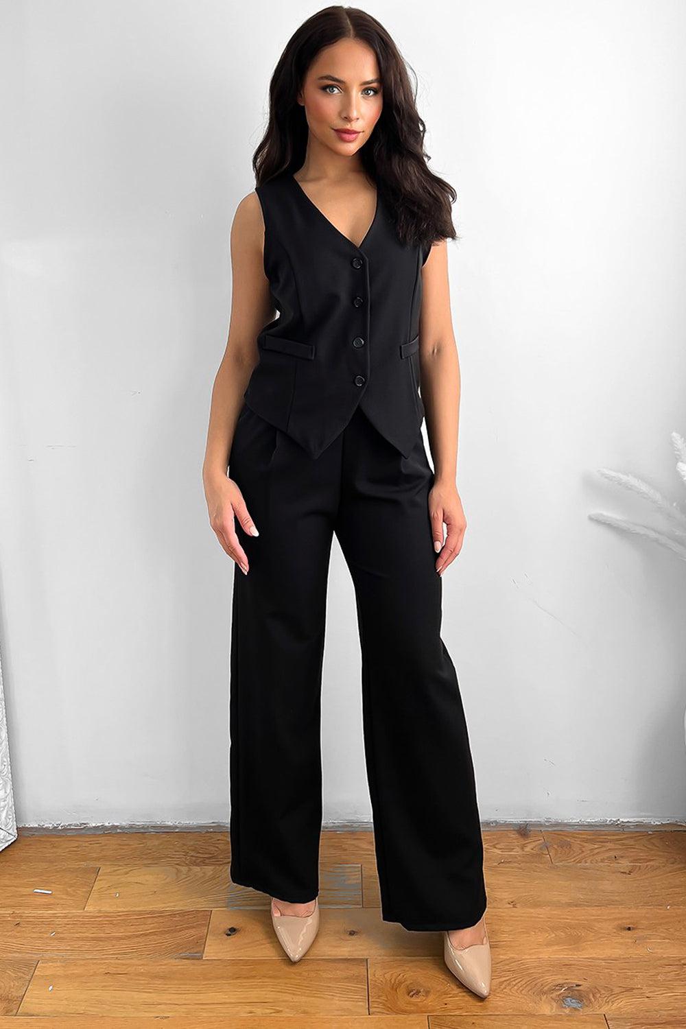 Waistcoat and high waist trousers suit set - Google SEO: Waistcoat trousers suit set.