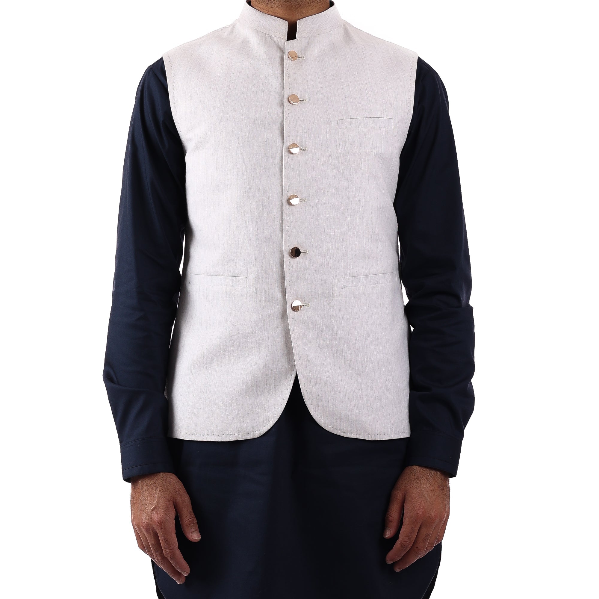 White Waistcoat with Slub Texture