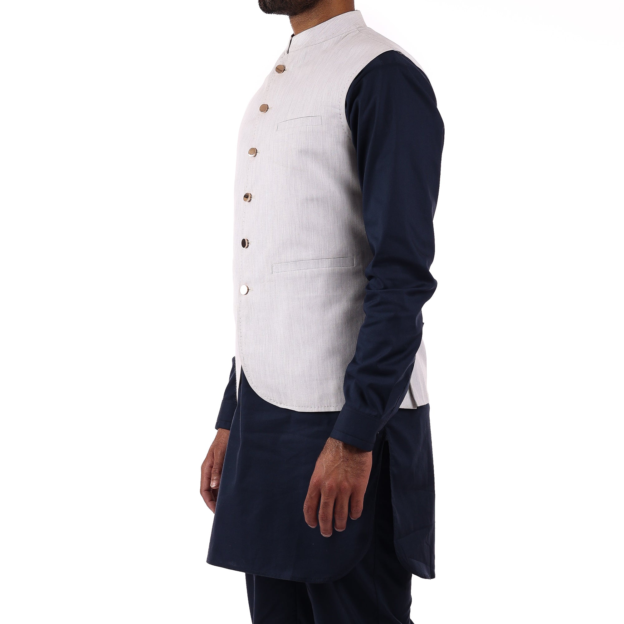 White Waistcoat with Slub Texture