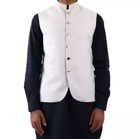 White Waistcoat with Slub Texture