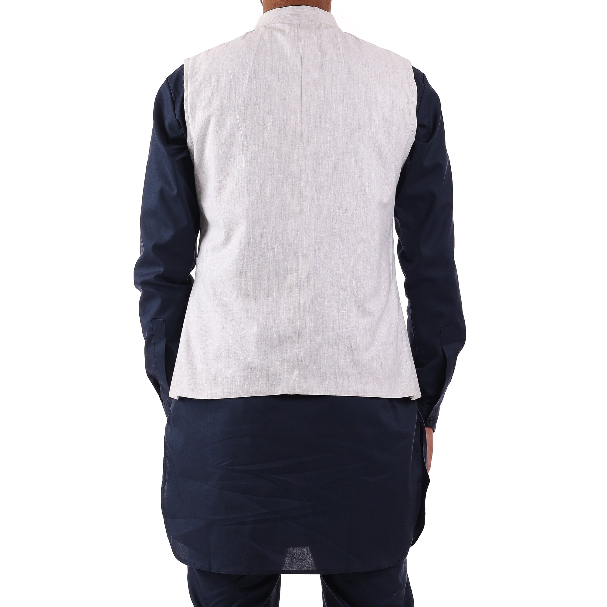 White Waistcoat with Slub Texture